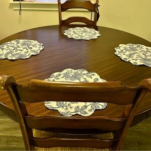 4 Reversible and Washable Blue and White Table Linens for Dining Elegance.